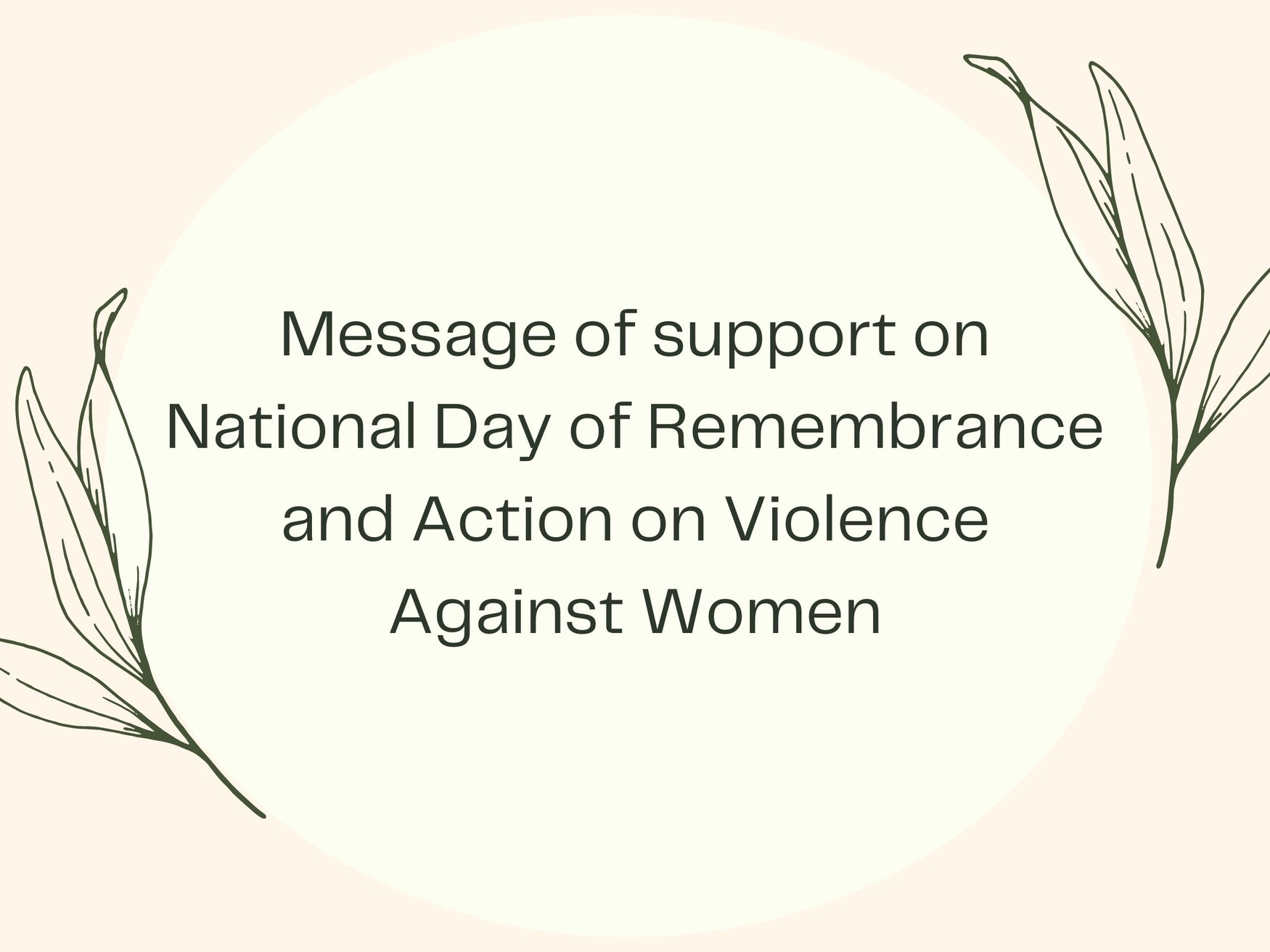 Message of support on National Day of Remembrance and Action on Violence Against Women